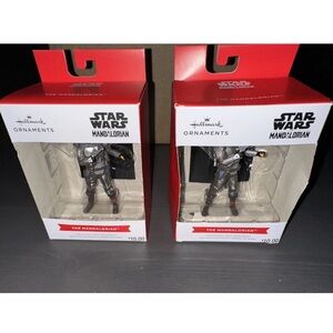 2 Mandalorian Hallmark Christmas Ornaments - Disney Star Wars NIB Collectibles